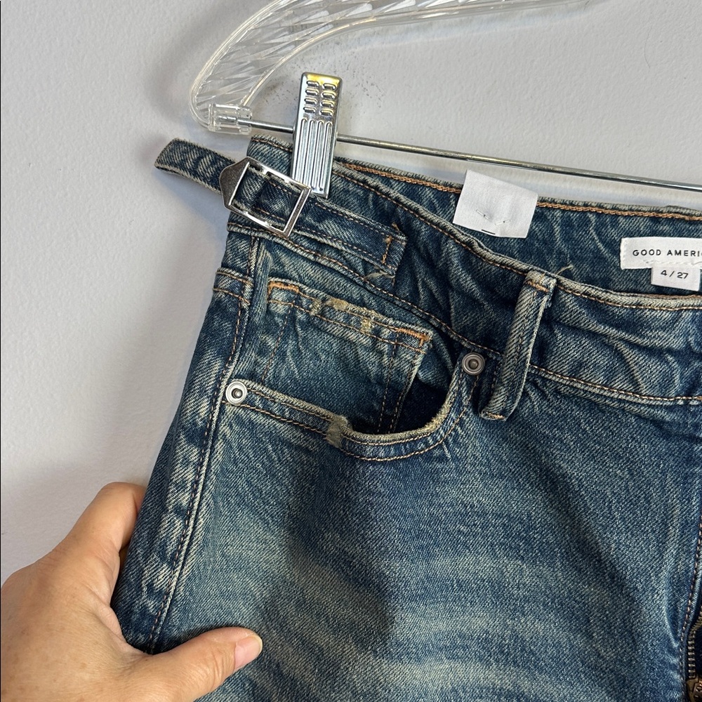 NWT Good American Good Ease Mid Rise Jean Relaxed Fit High Rise 34” Inseam 4/27 - Picture 12 of 16